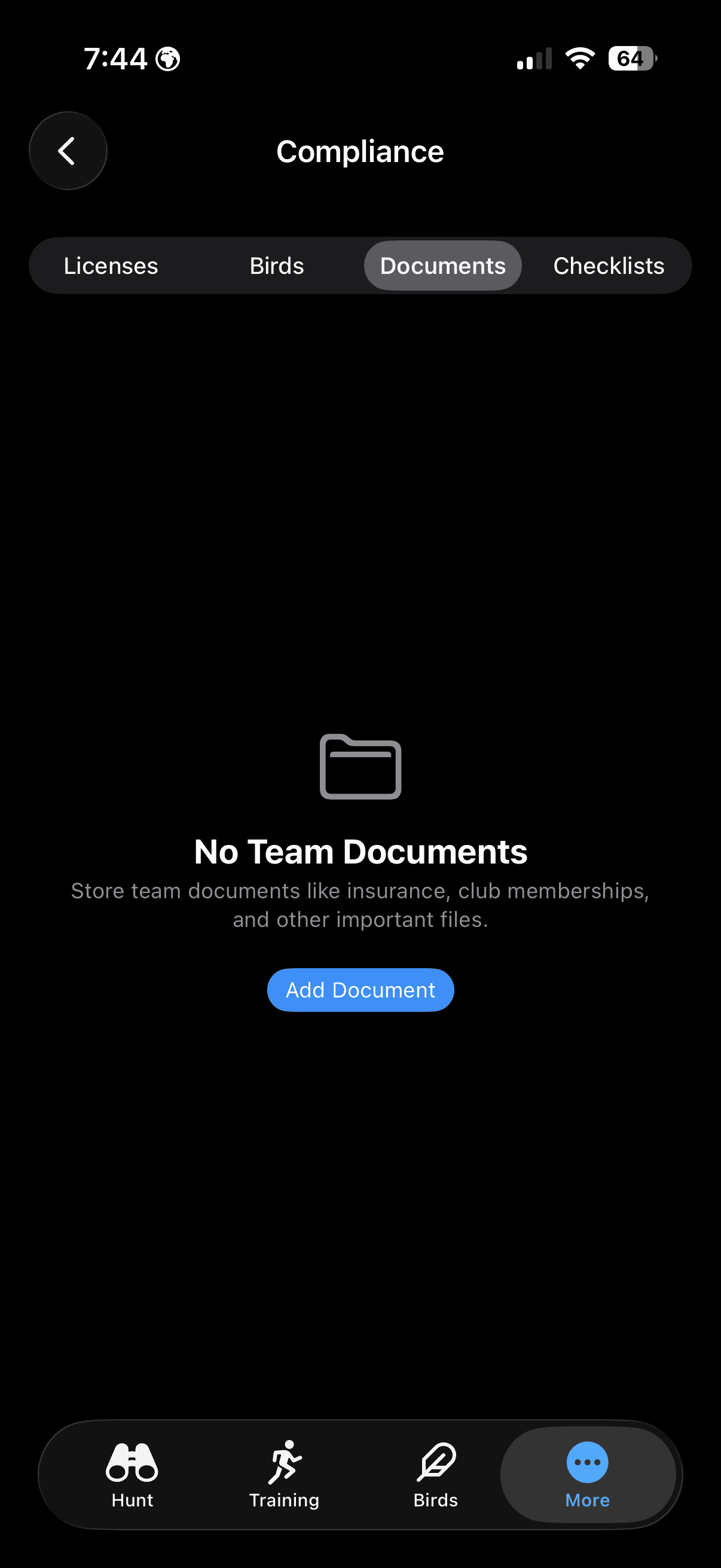 FalconryLab compliance document storage and management